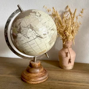 Globe beige pied bois 36 cm