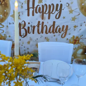 Toile de fond Happy Birthday dorée 300 X 210