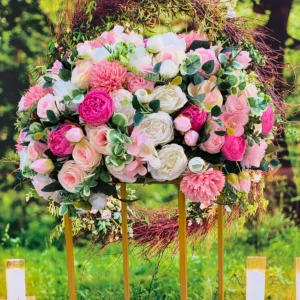 Grosse boule de fleur rose 52 cm