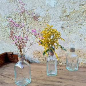 Petits vases transparents corde h 14 cm